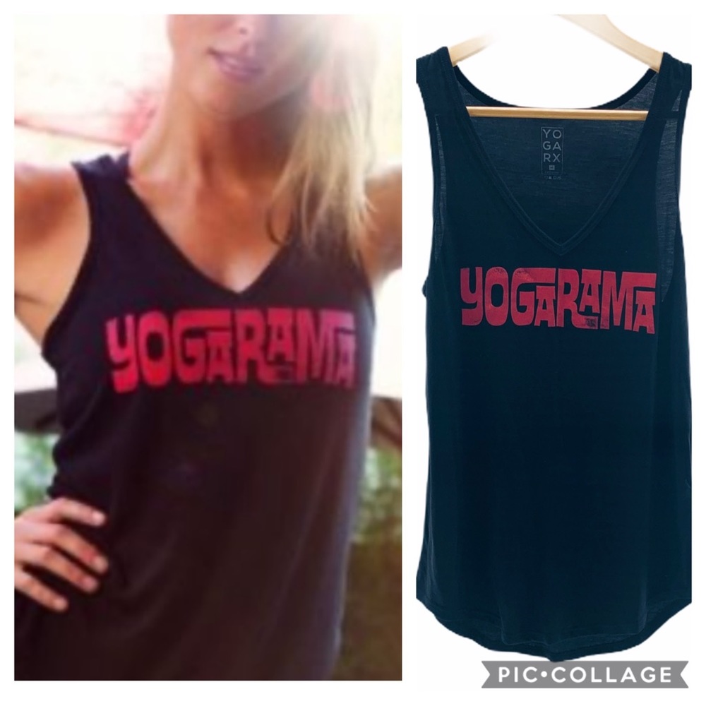 YogaRx Yogarama Black Red Workout Yoga Sleeveless Tank Top Size Medium - Picture 7 of 7